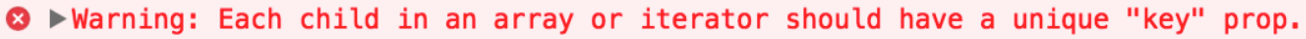 React key prop error screenshot